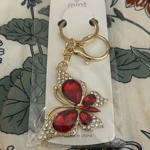 Mint Red and Gold Butterfly Key Holder